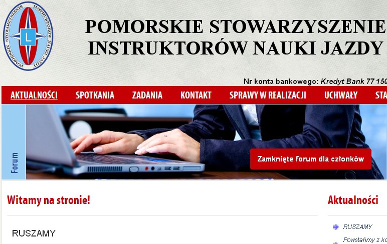 Pomorskie Stowarzyszenie Instruktorów Nauki Jazdy strona internetowa