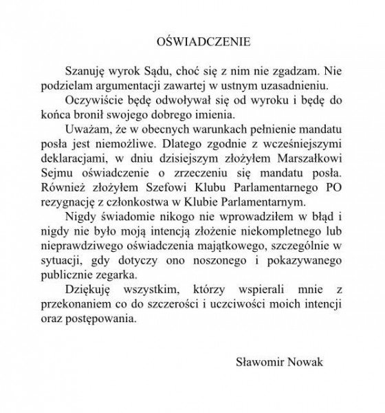 oświadczenie
