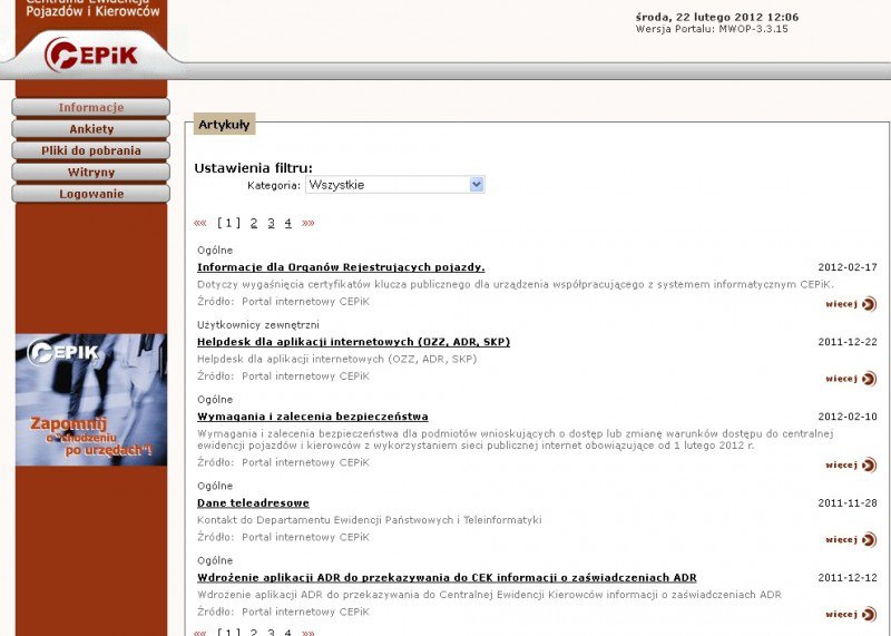 strona internetowa CEPiK