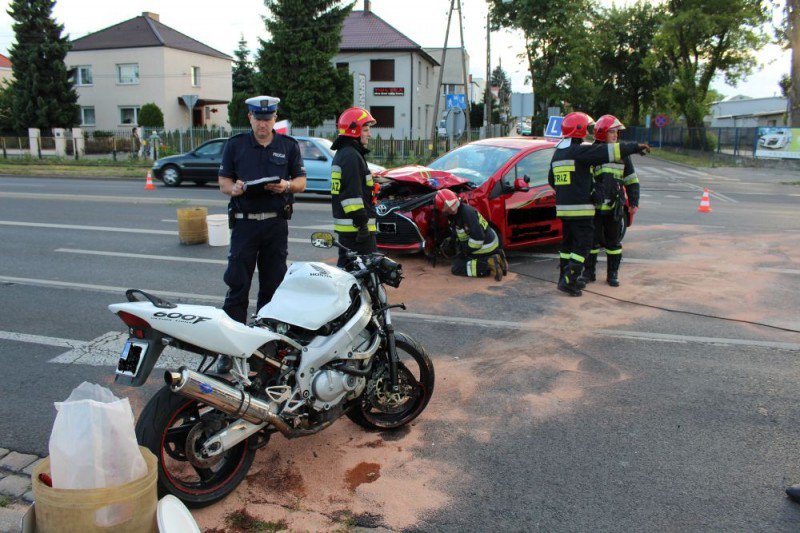 wypadek samochodowo - motocyklowy