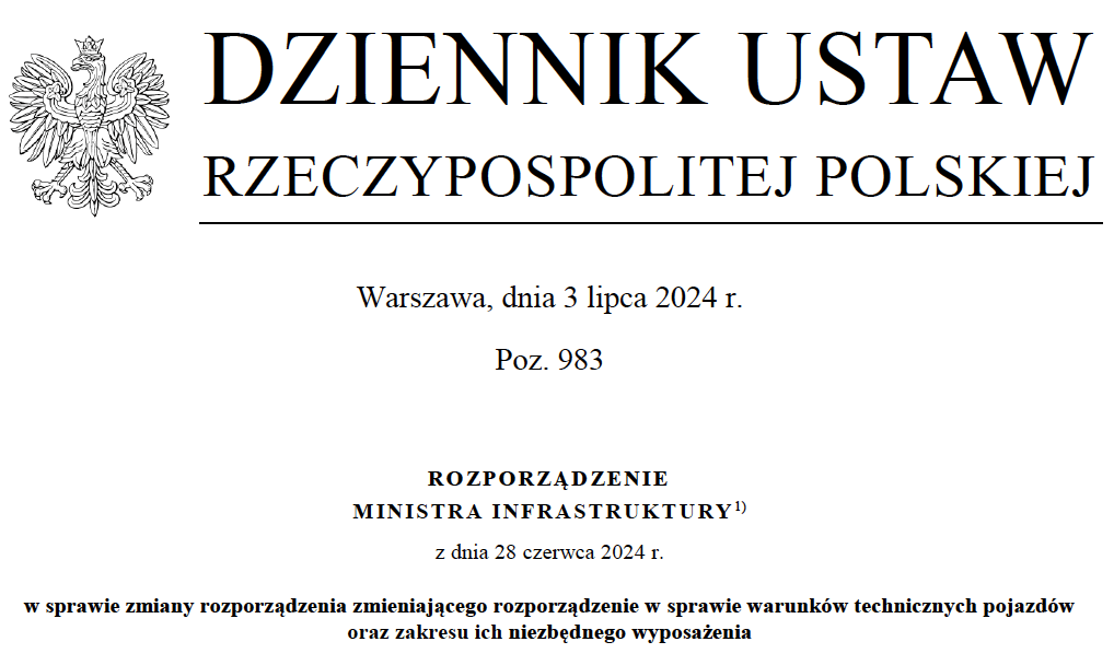 Rozporządzenie w sprawie warunków technicznych pojazdów oraz zakresu